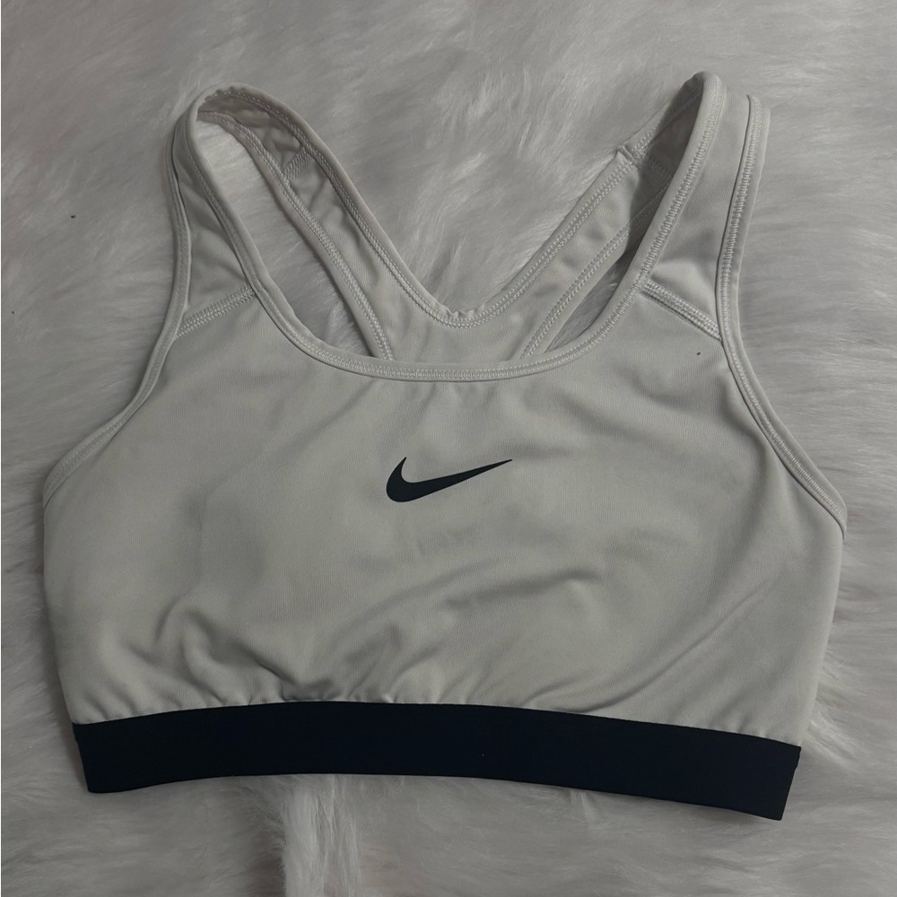 Nike Women's Cream and Black Sports Bra